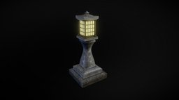 Japanese Stone Lantern lantern, shrine, toro, substance, blender, stone, japanese