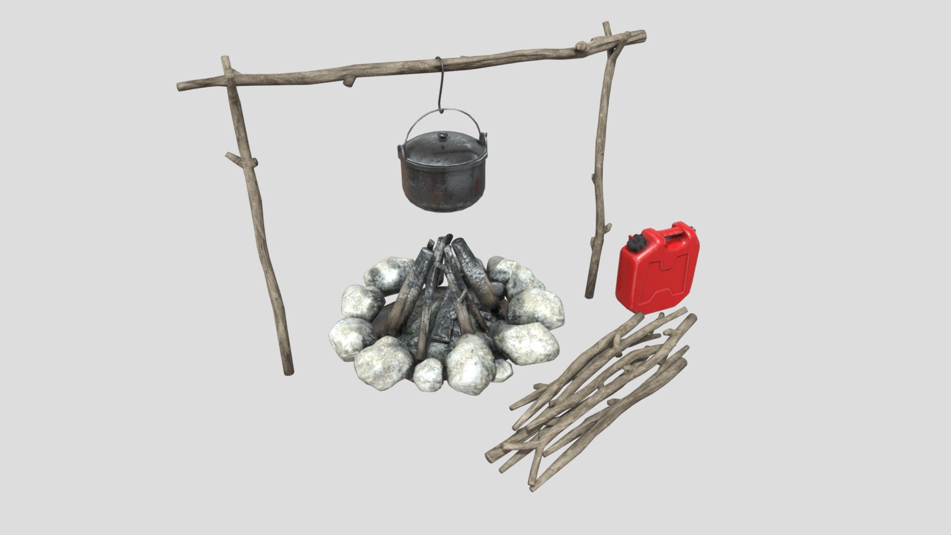 Campfire 3D Model by ChakkitPP.




This model was developed in Blender 2.90.1

Unwrapped Non-overlapping and UV Mapping

Beveled Smooth Edges, No Subdivision modifier.


No Plugins used.




High Quality 3D Model.



High Resolution Textures.

Polygons 17078 / Vertices 17329

Textures Detail :




2K PBR textures : Base Color / Height / Metallic / Normal / Roughness / AO

File Includes : 




fbx, obj / mtl, blend
