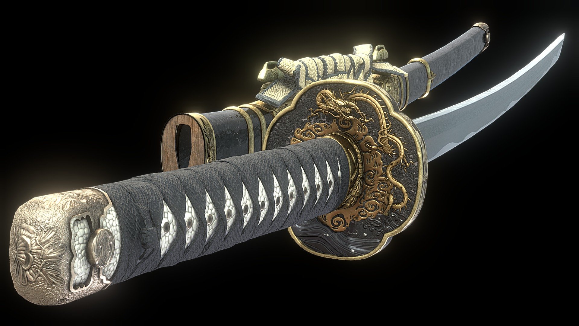 This katana is a highly detailed low poly, game ready asset and includes:

4 sets of 4K textures so you can freedom in optimisation yourself. 19K Faces Non-verlapping UVs