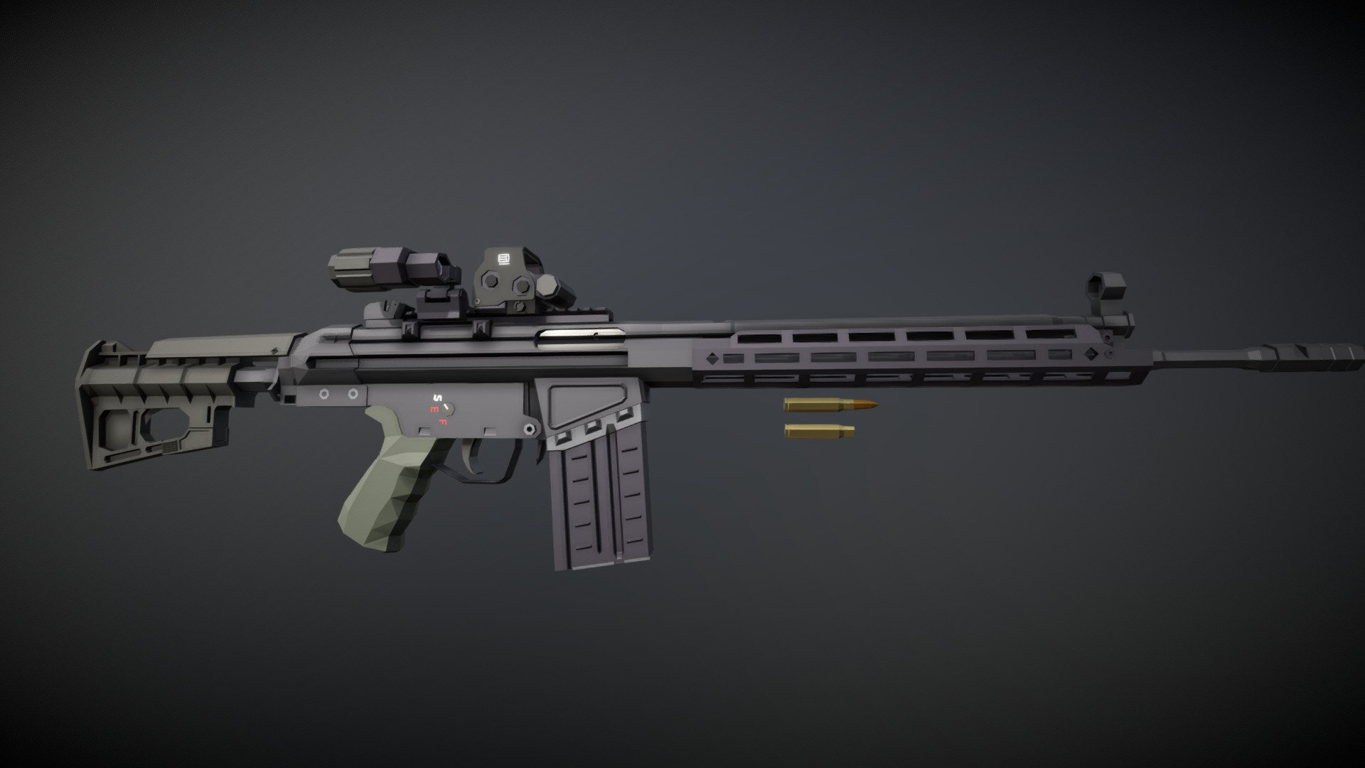 The H&amp;K G3 I previously made, but with a modernized adjustable stock, M-LOK handguard and a holographic sight-magnifier combination mounted on a receiver rail mount

I may or may not upload some M-LOK attachments in the near future