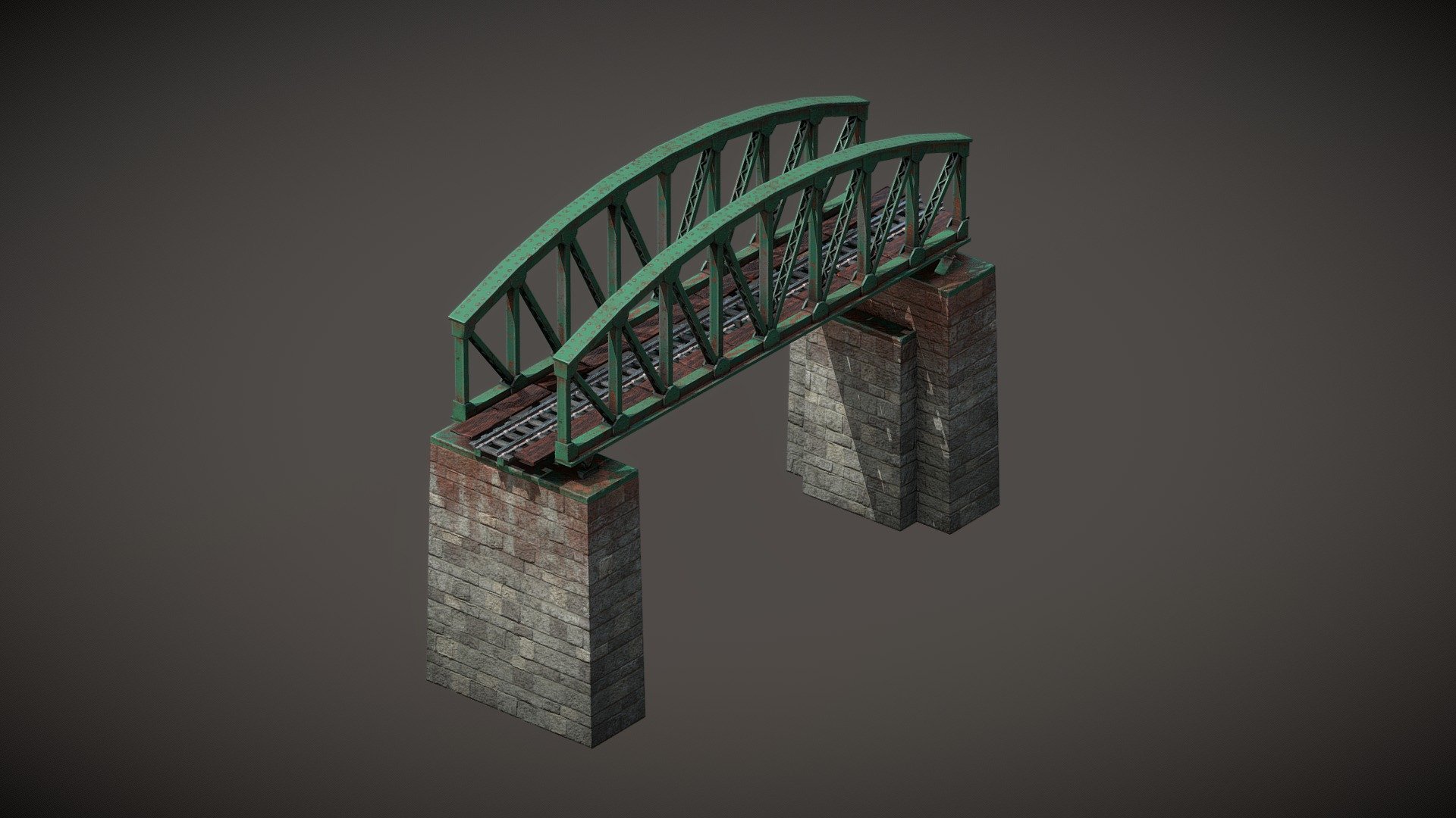Railway bridge made from steel. Environment props are not included. 
Based on real-world references and tabletop models.
Railbrücke