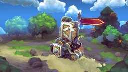 B_Tank_Scener chibi, stylised, tank, medium-poly, stylizedmodel, painter, maya, handpainted, gameart, noai