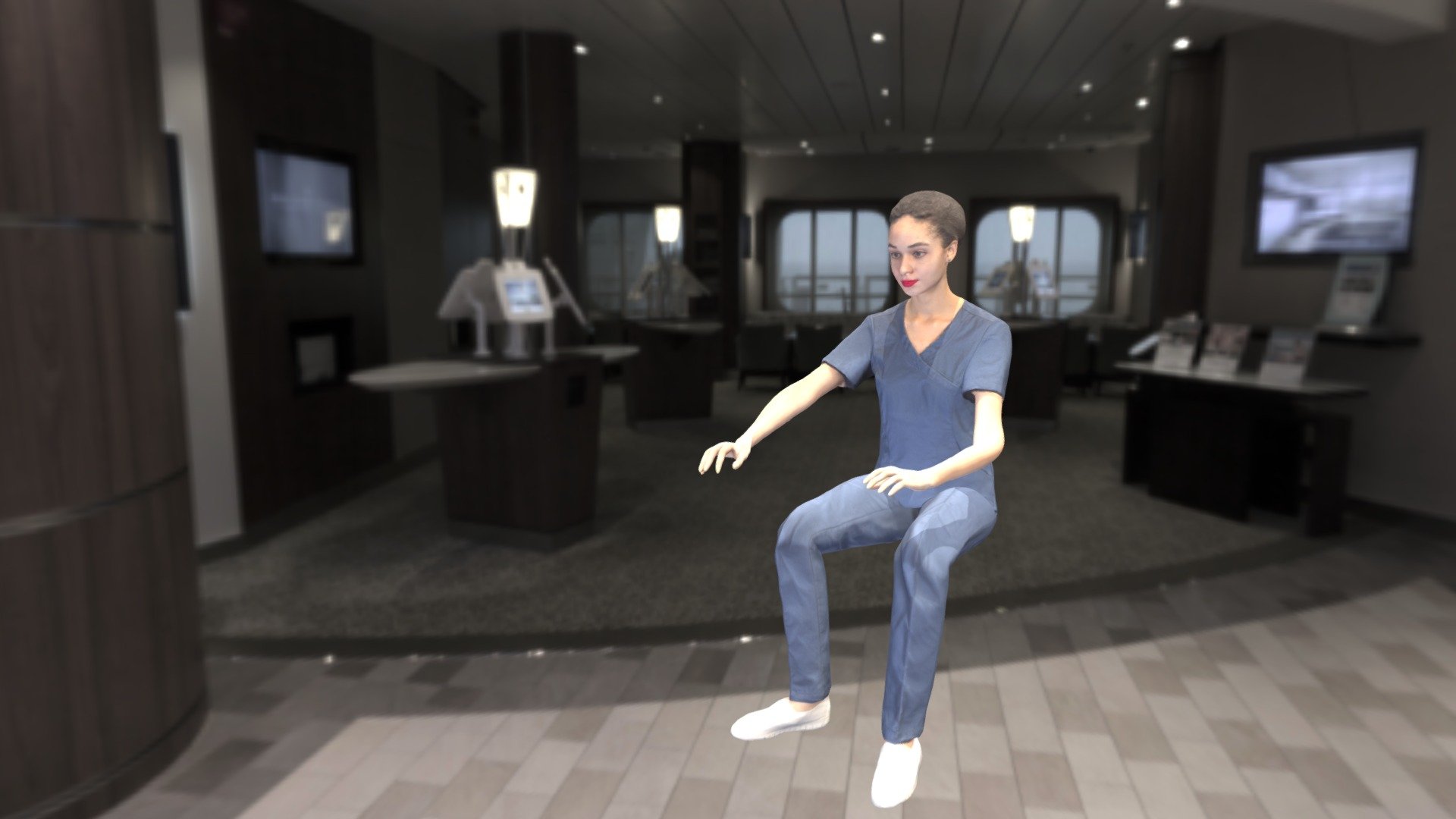 This is a true human size and detailed model of a young woman of Caucasian appearance dressed in surgical uniform. The model is rigged via Mixamo and saved in .fbx animation format. Additionally you can find this model captured in A-pose, ready for further custom rigging and animation.

Animation styles applied:




performing CPR

walking

helping out

talking on a phone

greeting

typing

working on device

Technical specifications:




digital double scan model

low-poly model

high-poly model (.ztl tool with 5 subdivisions)

fully quad topology

sufficiently clean

edge loops based topology

ready for subdivision

8K texture color map

non-overlapping UV map

ready for animation

rigged via Mixamo

PBR textures 8K resolution: Normal, Displacement, Albedo maps

Download package includes a Cinema 4D project file with Redshift shader, OBJ, FBX, STL files, which are applicable for 3ds Max, Unreal Engine, Unity, Blender, etc.

Video preview: https://youtu.be/A5nTDrFHOaI

3D EVERYTHING