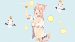 猫娘 - cat girl - FFIV ff14, animegirl, moogle, ffxiv, moguri, blender, anime, cat_gril