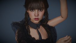 Wednesday dance Fanart body, anatomy, sss, dress, woman, addams, wednesday, blender3d, female, rigged