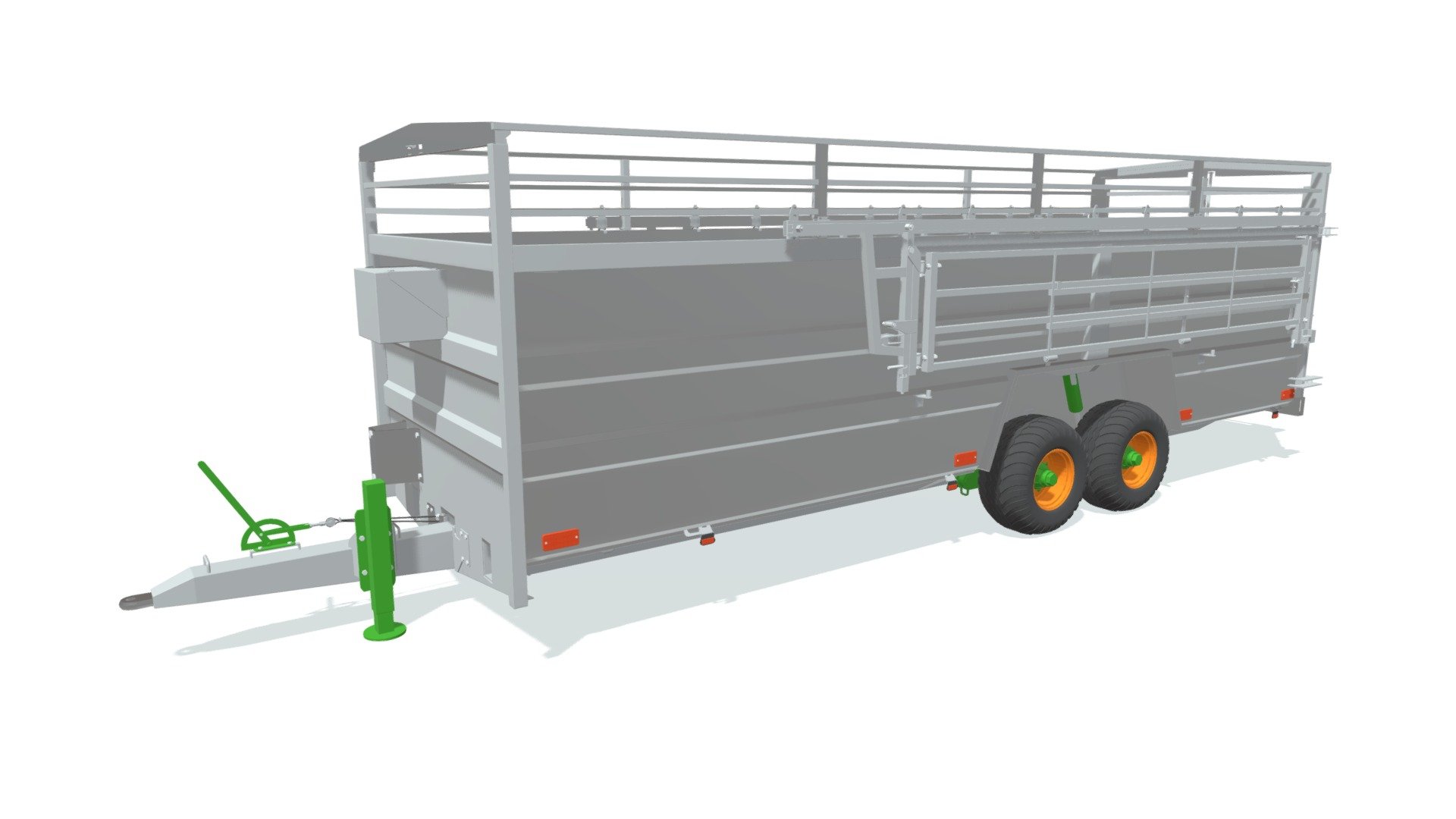 High quality 3d model of cattle trailer.