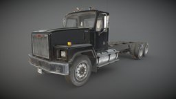 Classic Truck - Black - Low Poly wheel, truck, heavy, transport, generic, classic, cargo, old, lorry, straight, haul, vehicle, pbr, lowpoly, black, gameready