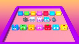 Boxes Characters Match 3 rabbit, fish, arcade, pig, ice, mine, boxes, board, chicken, bomb, duck, gamedev, color, stylised, rainbow, box, tomato, casual, mobilegame, animations, colored, unityassetstore, match3, unity, game, lowpoly, man, characters, hypercasual, casualgame