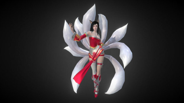 League of Legends's Ahri fanart. Made this character 6 months back, for my movie project. Inspired by A New Dawn cinematic and some other fanart. Spent about 40 hours with her, most time spent on her hair and fur and Cloth rig.
Blender : 80% of the works : model, texture,rig, simulation, UV&hellip;
Zbrush: detailing.
Photoshop : background ( duh).

Full render: https://www.artstation.com/artwork/n4AJE