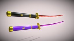Zoro katana enma - One piece katana, anime3d, roronoazoro, zoro, oden, sword-lowpoly, wano, sword, anime, onepiece, enma
