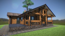 SPA bathhouse made of wood tree, room, project, wooden, forest, log, bath, architect, roof, sketch, sauna, beam, warm, ecology, spa, hause, bathhouse, guest, 3d, model, home, wood, sketchfab, download, wall