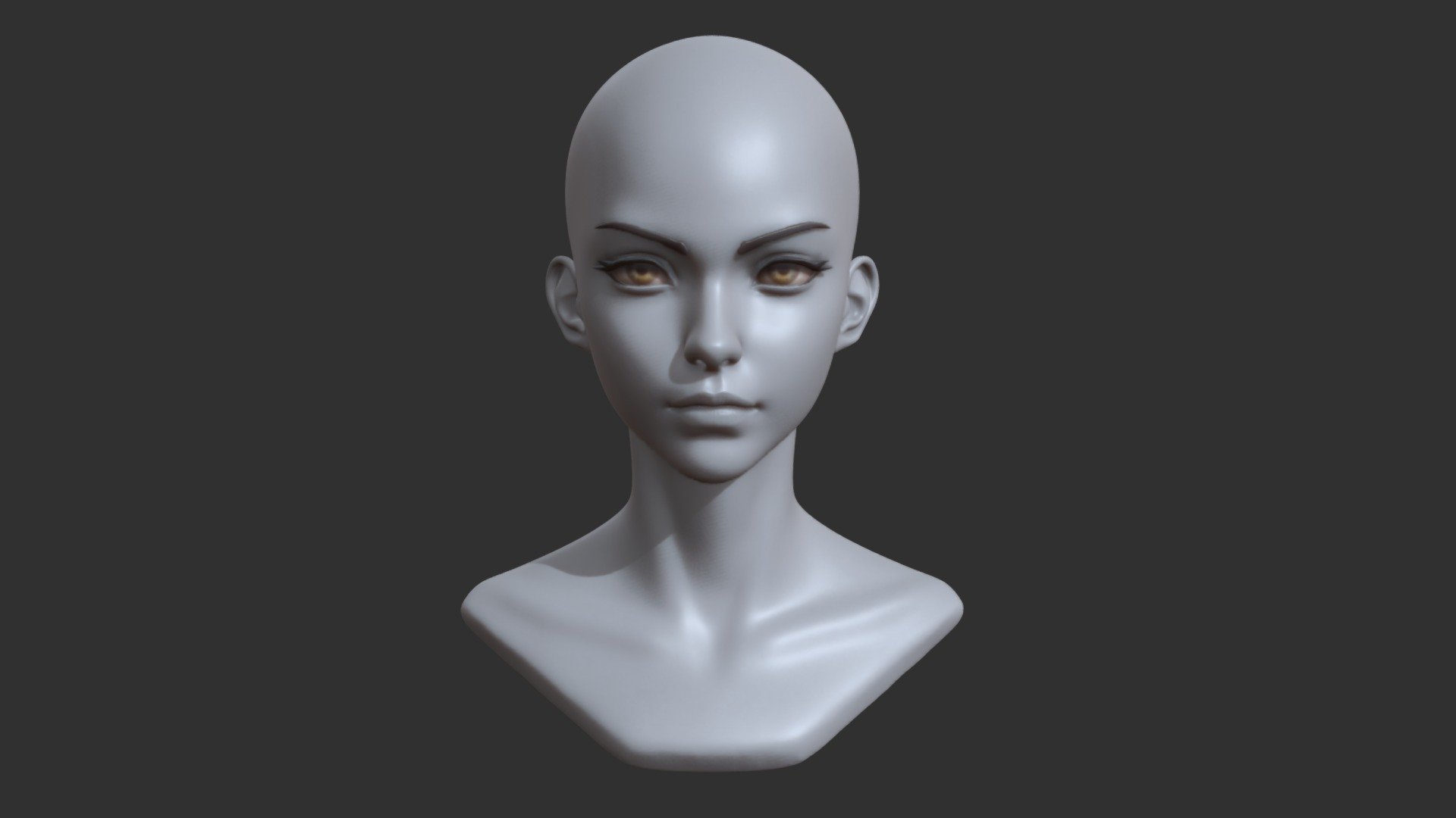 for the better part of 4 years ive been trying to refine and practice stylized faces with anime type features. Im liking more and more these types of faces that remind me of Gun-m Anime or Alita Battle Angel. 

Now you can use it to study! Enjoy!