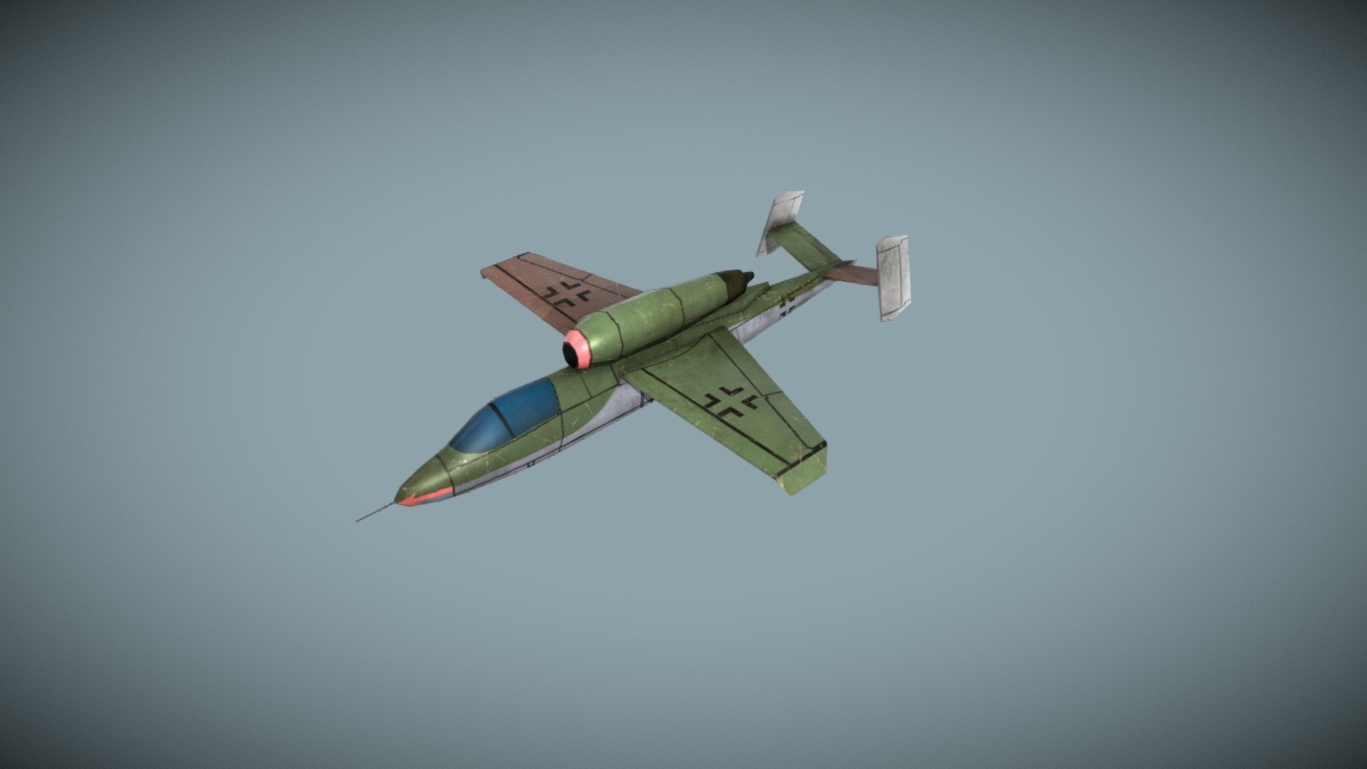 Heinkel He-162 is a german WW2 era fighter, one of the simplest jets in history yet with decent flight characteristics. 

Lowpoly model, 512x512 textures