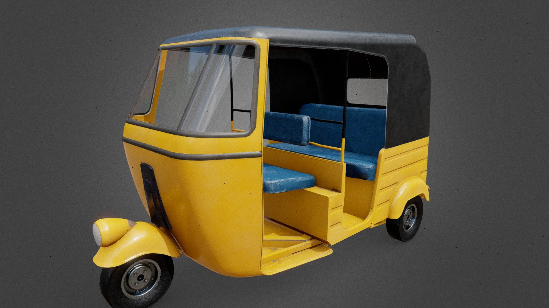 Check out this 3D model of a Chennai AutoRikshaw, also known as a tuk-tuk or a three-wheeler. This is a common mode of transportation in India, especially in the city of Chennai. I hand modeled this autorikshaw in Blender, using reference photos and videos. I also created a photorealistic 2K texture for it. I hope you like it and feel free to leave a comment or a like.