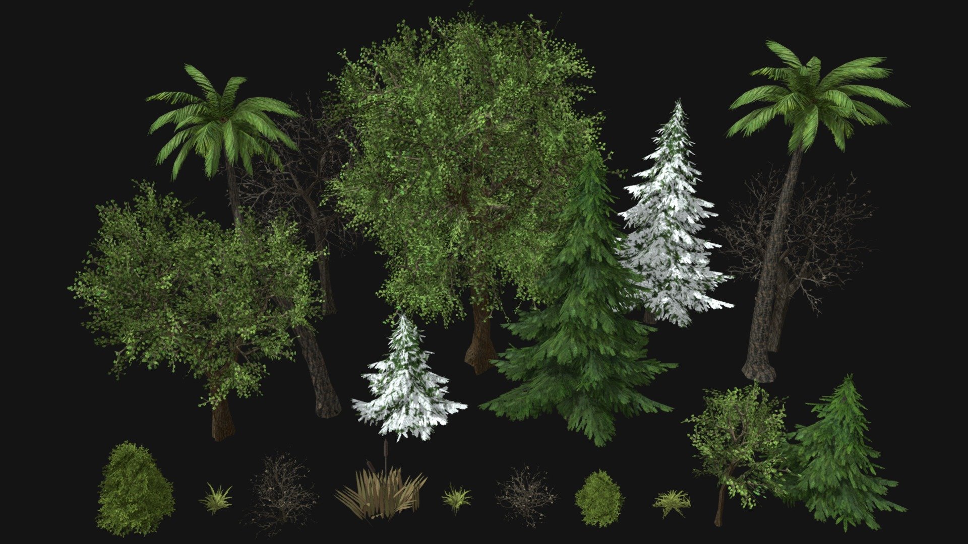 Looking for a comprehensive collection of 3D models to enhance your gaming or real-time projects? Look no further than this incredible bundle of Trees, Fir Trees, Palm Trees, Bushes, Swamp, and Grasses! With a range of vegetation options to choose from, this bundle is designed to help you create immersive and realistic environments that will captivate your audience. Whether you’re working on a new game or a 3D visualization project, these models are perfect for adding depth and realism to your scenes. So why wait? Get your hands on this amazing bundle today and start bringing your creative vision to life!