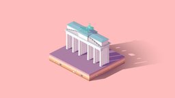 Cartoon Lowpoly Berlin Brandenburg Gate tree, world, gate, toon, brandenburg, set, monument, landmark, sight, america, stella, berlin, illustration, antonmoek, polygonia, low-poly, cartoon, art, lowpoly, usa, cinema4d, c4d, branderburg