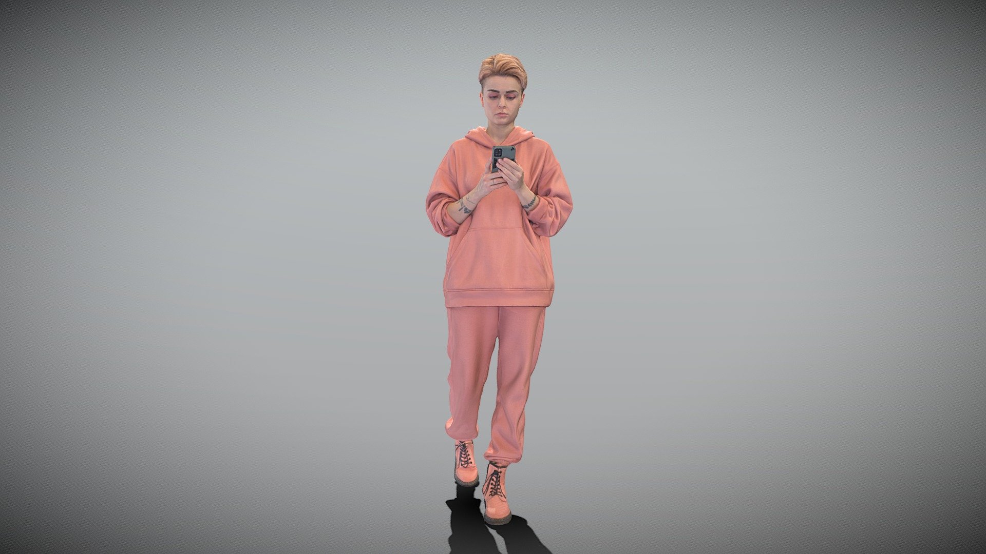 This is a true human size and detailed model of a beautiful young woman of Caucasian appearance dressed in casual style. The model is captured in casual pose to be perfectly matching for various architectural, product visualization as a background character within urban installations, city designs, outdoor design presentations, VR/AR content, etc.

Technical specifications:




digital double 3d scan model

150k &amp; 30k triangles | double triangulated

high-poly model (.ztl tool with 5 subdivisions) clean and retopologized automatically via ZRemesher

sufficiently clean

PBR textures 8K resolution: Diffuse, Normal, Specular maps

non-overlapping UV map

no extra plugins are required for this model

Download package includes a Cinema 4D project file with Redshift shader, OBJ, FBX, STL files, which are applicable for 3ds Max, Maya, Unreal Engine, Unity, Blender, etc. All the textures you will find in the “Tex” folder, included into the main archive.

3D EVERYTHING

Stand with Ukraine!