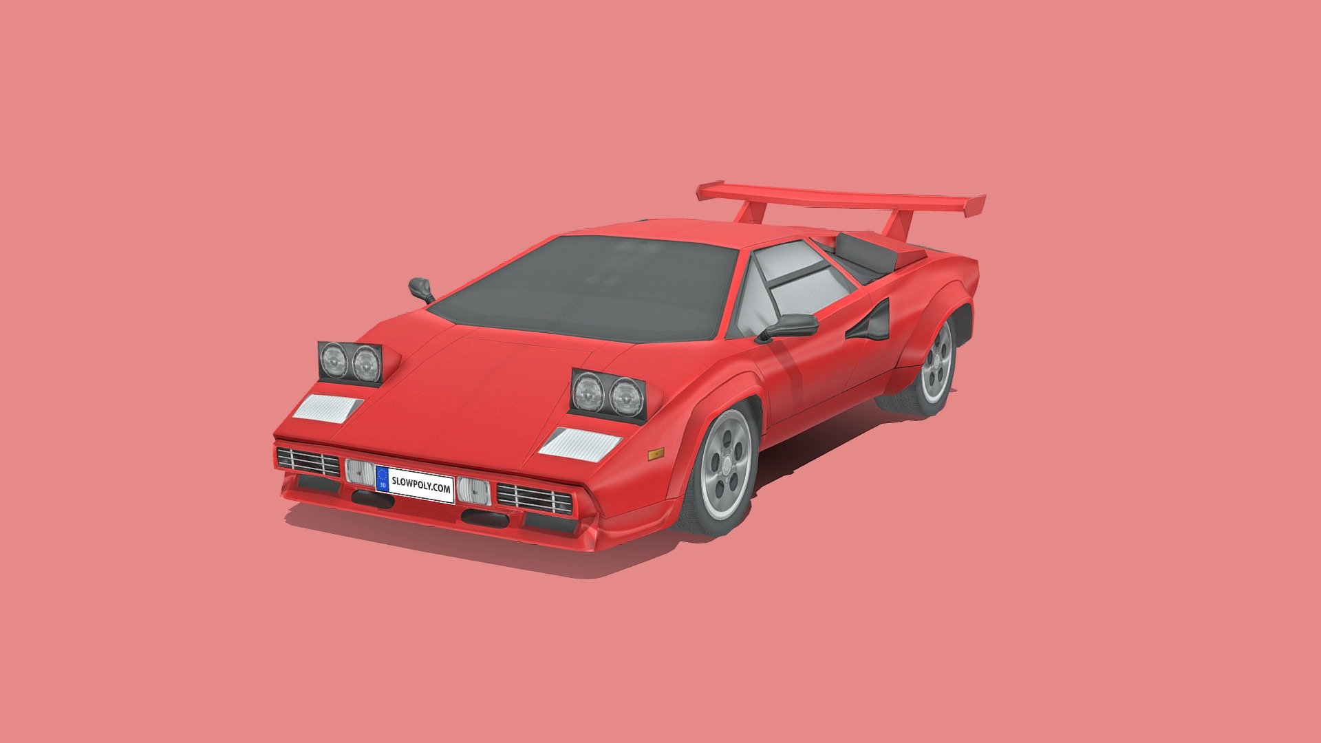 Lamborghini Countach 1985, high quality texures 4000px. Very clean geometry and surface flow