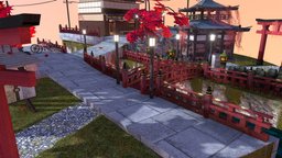 DAE Cityscene Kyoto dae, lantern, katana, samurai, historical, outside, park, torii, trashcan, diorama, bin, old, kyoto, tourism, japanesesword, japanese-culture, japanese-style, katana_sword, katana-on-the-stands, samurai-armor, toriigate, low-poly, japanese, tiff, tori-shrine-low-poly, samurai_helmet