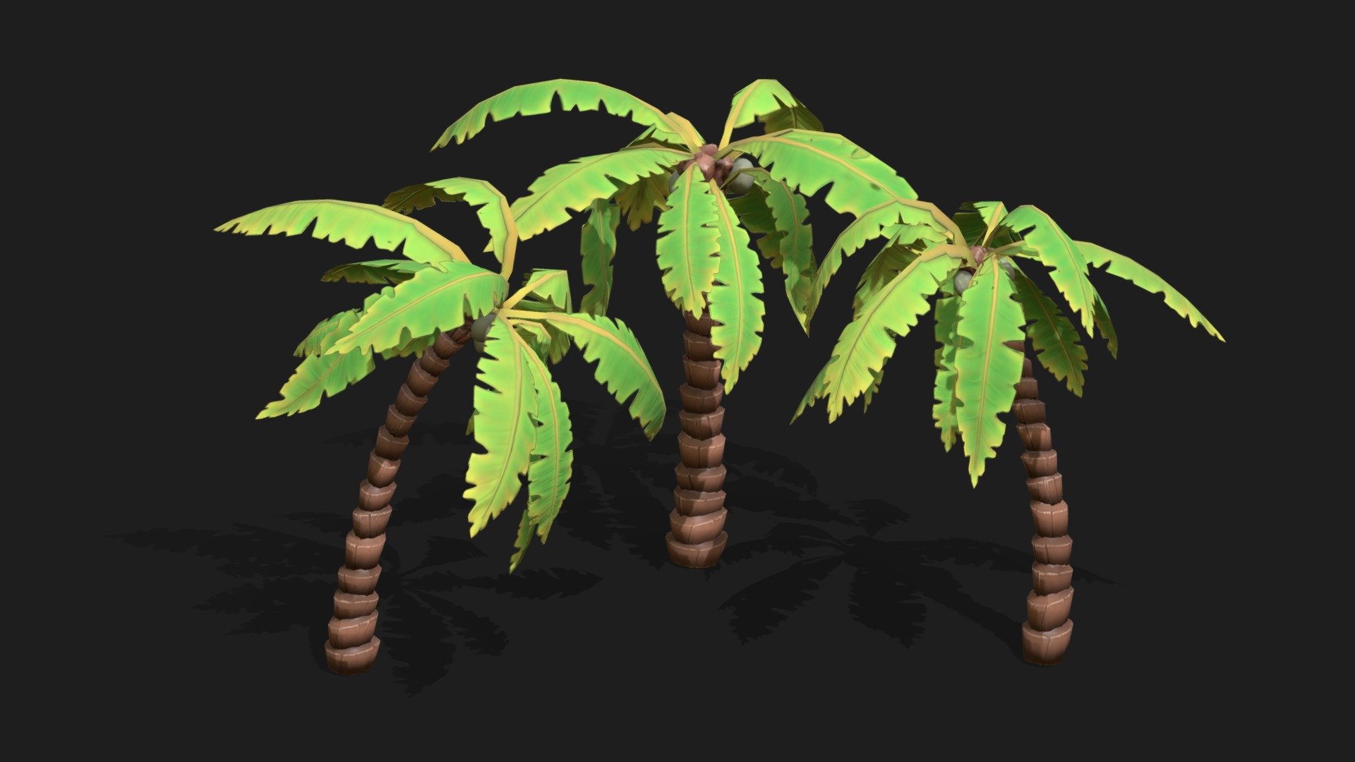 Originally modeled in Cinema 4D R 21



Maps for Cartoon Palm Tree




BaseColor

Metallic

Roughness

Normal

AO

Opacity



SCALE:
- Model at world center and real scale:
       Metric in centimeter
       1 unit = 1 centimeter



Texture resolution 2048x2048
Texture format PNG



Poly Count :
Polygon Count - 2099
Vertex Count - 3174
No N-Gons