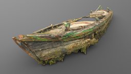 Boat wreck derelict - super telephoto scan abandoned, wooden, wreck, dirty, old, derelict, sinking, seaweed, telephoto, photoscan, low-poly, photogrammetry, scan, 3dscan, boat, noai, 400mm