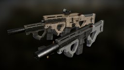 AR 15 Beowulf Hera Custom Rifle rifle, custom, ar15, ar, arms, ar-15, modified, hera, beowulf, 50cal, hydro, weapon, pbr, military, gameasset, gun, gameready