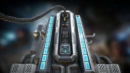 Sci-fi electrical charger | Free Download charger, energy, prop, electrical, ready, vr, chrome, wire, station, glow, futuristic-vehicle, substancepainter, substance, game, vehicle, low, poly, futuristic, free, blue, spaceship