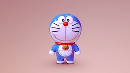 Doraemon - Game-Ready & Low-Poly Figure cute, japan, figure, optimized, doraemon, gamereadyasset, cute_character, figure-cartoon, character, low-poly, lowpoly, model, anime, gameready