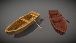 Stylized handpainted boat lowpoly game asset fish, fishing, river, prop, fisherman, water, port, swim, skiff, seaside, wherry, painter, handpainted, cartoon, pbr, lowpoly, blender3d, low, poly, ship, stylized, fantasy, rigged, hand, sea, environment, boat