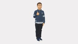 Kid In Blue Polo 0671 style, kids, fashion, child, miniature, figurine, realistic, 3dprint, photochildren