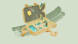 🐟Fish Lunch Box🐠 fish, cat, cute, kitty, painting, lunchbox, box, lunch, kawaii, 2dto3d, 2d-to-3d, substancepainter, substance, handpainted, 3d, blender, hand-painted, concept, 2dlike