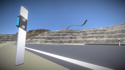 Road with Delineators (Curve Based Editable) landscape, exterior, traffic, highway, road, driving, enviroment, racetrack, course, path, curve, pathway, asphalt, routes, 3dhaupt, blender3d, street, environment, street-exterior, delineators, easily
