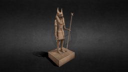 Anubis Ancient Egyptian God statue sculpt, egypt, egyptian, statue, anubis, old, substance, architecture, blender, art, low, poly