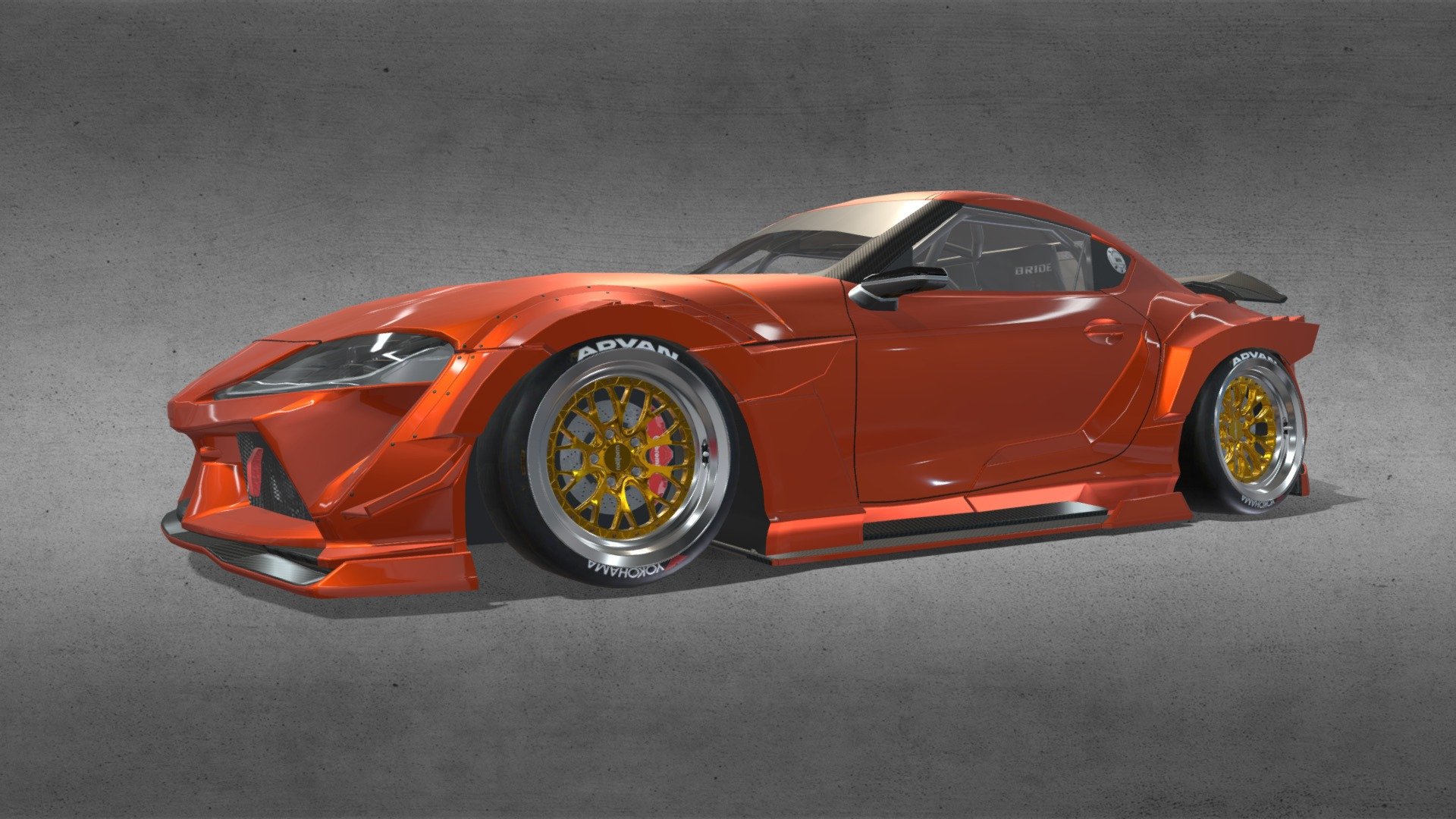 Without the wheels it is a Low poly model 25k tris..Car model is the 2021 Toyota Supra GR with a Wide body kit drift style&hellip;