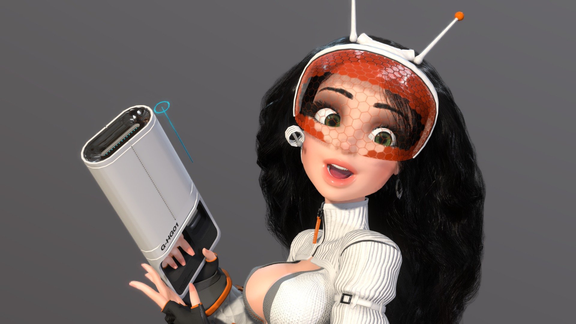 The Groovy Space Girl is a fully rigged character for Blender and Unity. She’s painstakingly crafted with a full body and face rig. There is also several interchangeable clothing items and a large library of face expressions, visemes,  hand poses, and body poses.