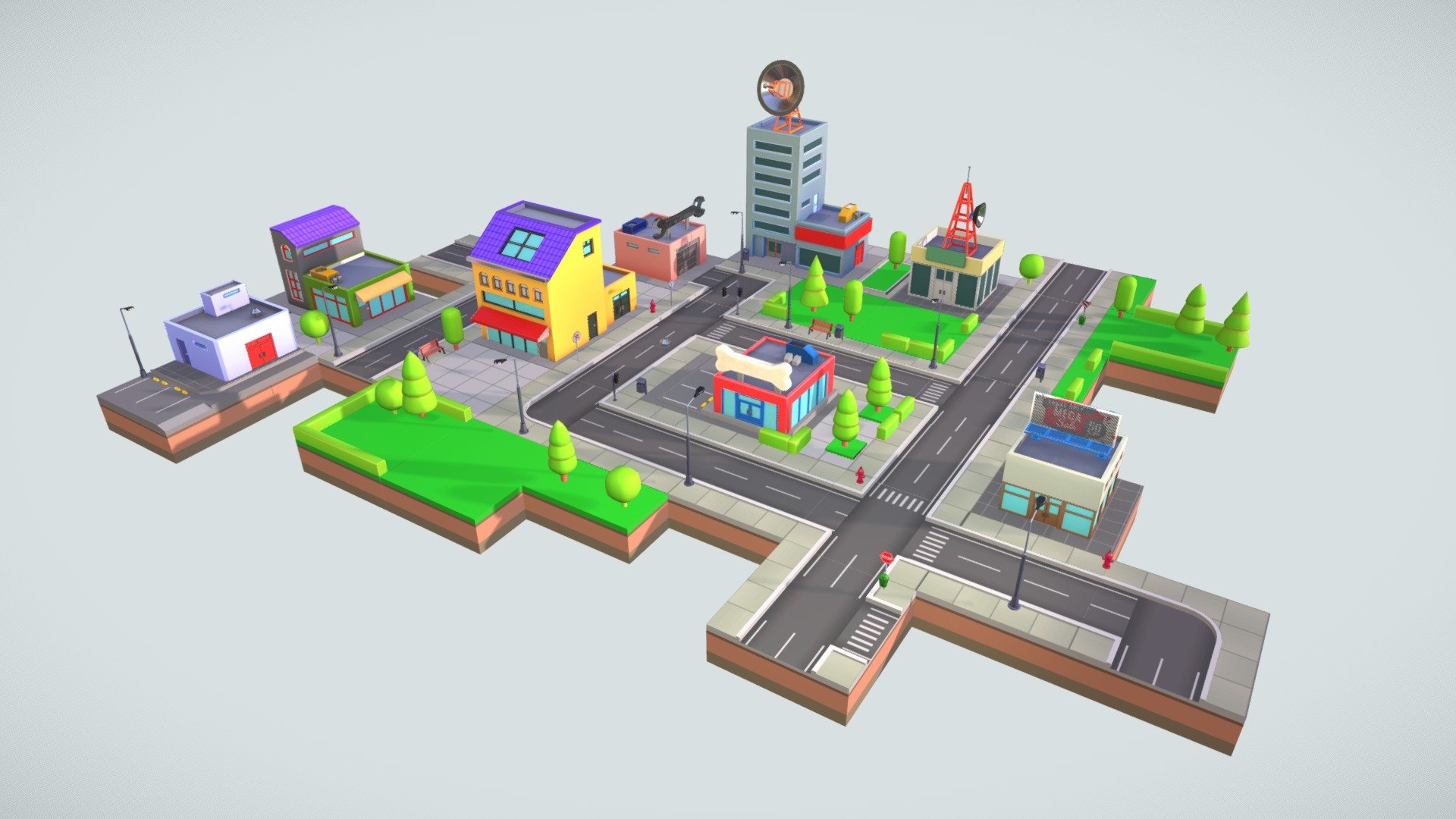

# CITY Pack:

Modular Props - Aspect ration 1:1




Streets and sidewalks

Buildings

Traffic lights and traffic signals

Low Poly
PBR Materials
UV Maps
Game Ready




Blender Files include -Evee

Texture 4k and 2K
