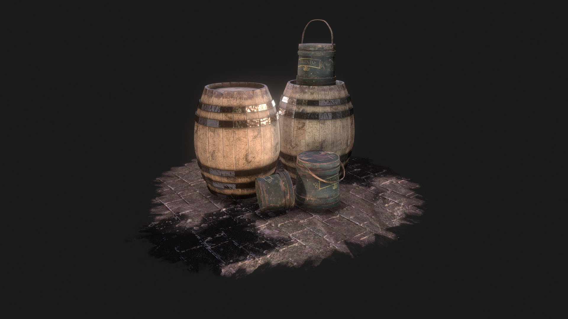 Wooden Barrel game assets with 4k PBR textures by 13Particles.