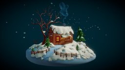 Winter Scene winter, snow, holyday, blender, home, holiday2020challenge