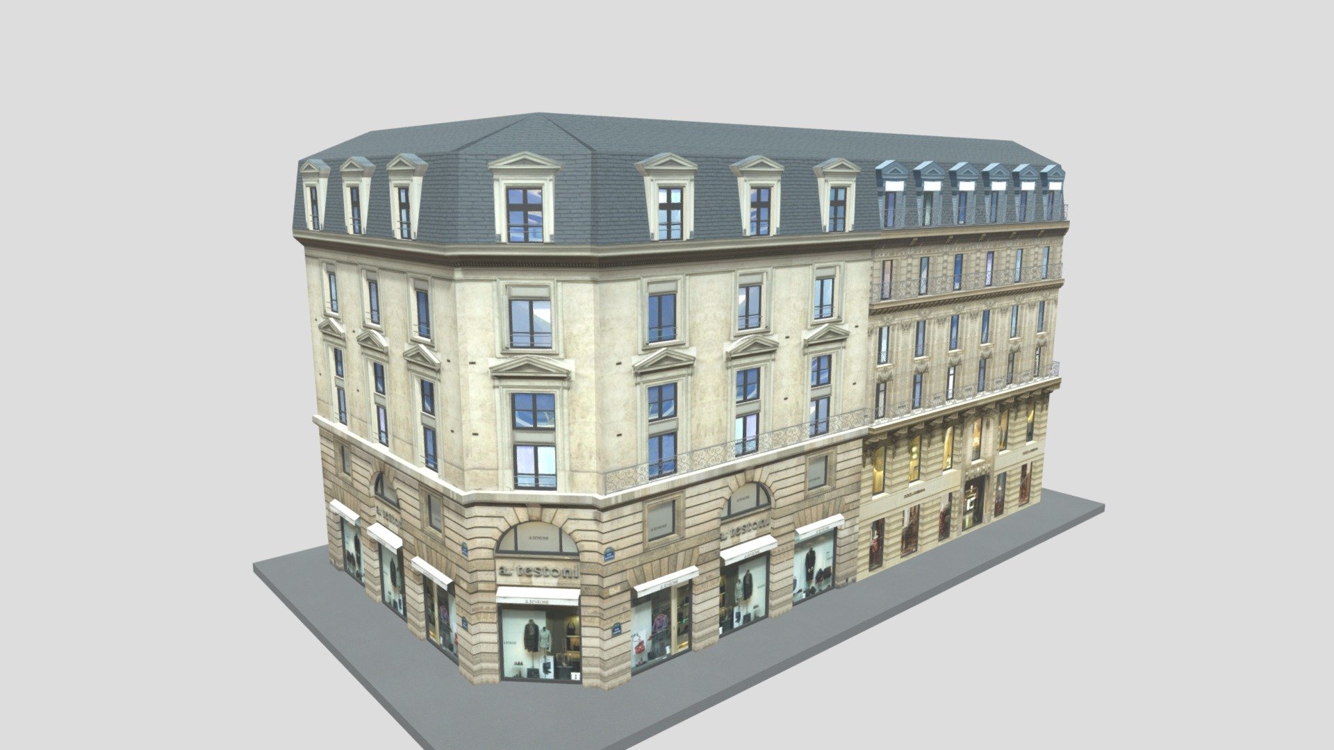 Typical Parisian Corner Building 04
Originally created with 3ds Max 2015 and rendered in V-Ray 3.0. Including Cinema 4D R13 Version

Total Poly Counts:
Poly Count = 92745
Vertex Count = 96153

Please Follow This Link
https://nuralam3d.blogspot.com/2026/03/typical-parisian-corner-building-04.html