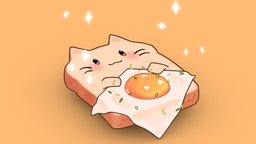 Kitty Breggfast! sky, cat, cute, kitty, egg, shading, painted, unreal, breakfast, native, 2k, bread, engine, toast, shade, ue4, shaded, unrealengine, unrealengine4, adorable, cel, ue, minimalistic, 1k, vibrant, teri, godot, handpainted, unity, cartoon, blender, art, simple, ue5, unrealengine5, terisky, teri_sky
