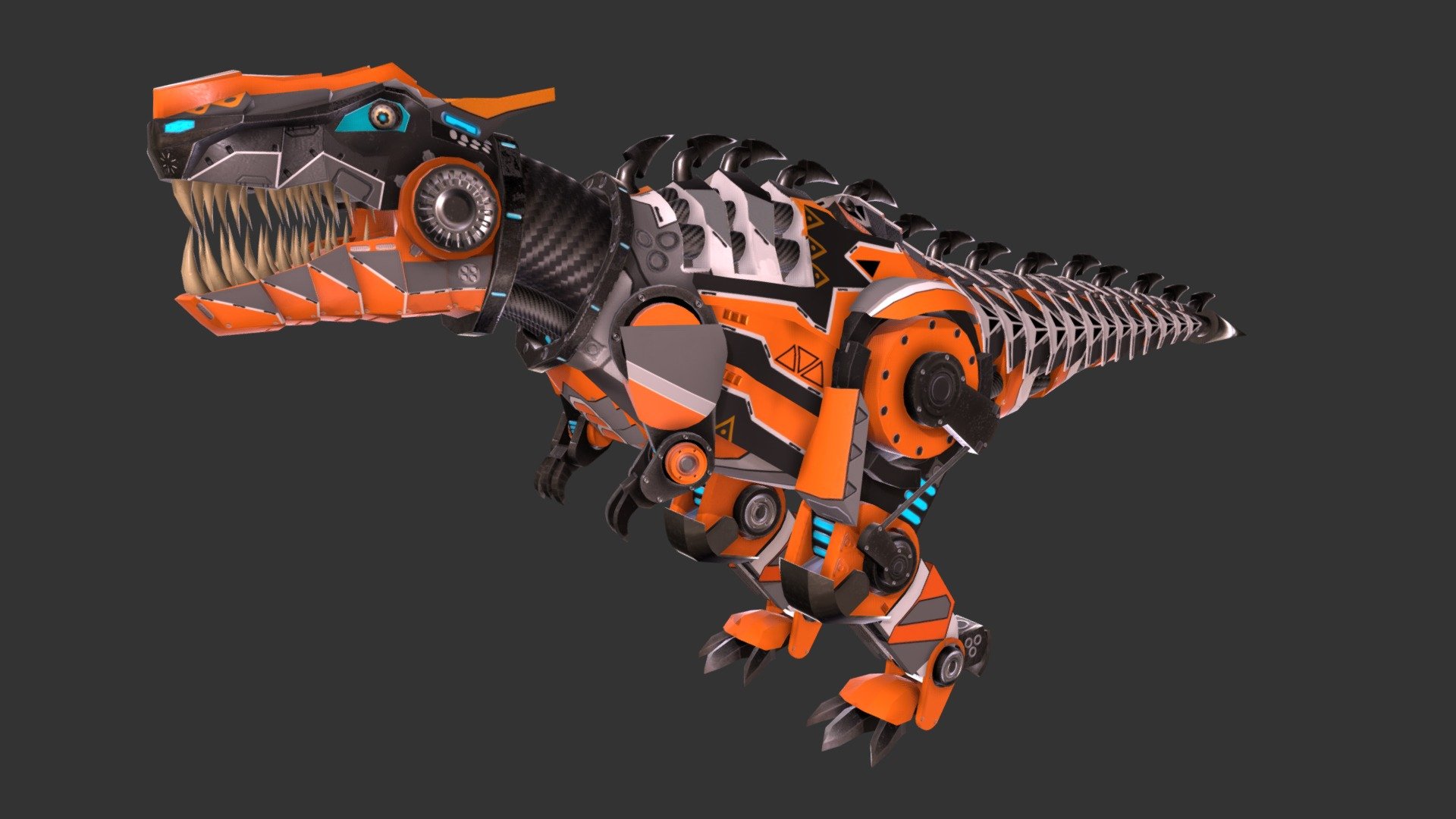 Dinosaur that lived on Earth about 65 to 70 million years ago, during the Cretaceous period now in mech skin.