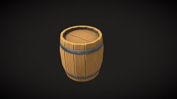 Stylized lowpoly wine barrel - game asset drink, wooden, cute, barrel, wine, medieval, tavern, furniture, beer, props, old, handpainted, cartoon, asset, game, lowpoly, low, poly, stylized, container