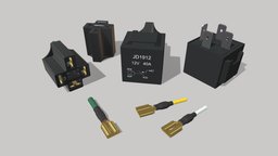 Relay JD1912 12V 40A with connector power, technical, switch, assembly, electrical, compact, powerup, electricity, electronics, development, diy, automotive, layout, wire, connector, relay, repair, universal, popular, voltage, current, relay_sockets, 12volt, engeneering, electric, widespread, 12v, amper, relay_interface, jd1912, 40a, switch-on_relay, power_relay, 4-pin, controlling, electrical_grid