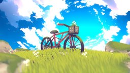 Lost Bicycle in the meadow - low poly stylized green, bicycle, sky, ancient, ruins, forest, grass, vechicle, lowpolygon, leveldesign, game-ready, unrealengine4, level-design, lowpolyart, blender3dmodel, environmentart, meadow, lowpoly-gameasset-gameready, environment-assets, lowpolymodel, environment-game, stylized-handpainted, lowpoly-blender, stylized-environment, lowpolyenvironment, stylizedmodel, environmentdesign, stylized-texture, stylizedart, substancepainter, maya, unity3d, cartoon, blender3d, gameart, low, gameasset, anime, gameenvironments, noai, sketchfabweeklychallenge2023, gamenenvironment