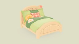 Cute stylized bed - low poly - game ready cute, bed, kawaii, substancepainter, blender, lowpoly, anime, gameready, resortopia