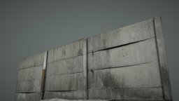 Concrete Fence Wall - Game ready scan fence, blocks, road, concrete, barrier, cement, barricade, roadblock, blockade, slabs, industrial, wall
