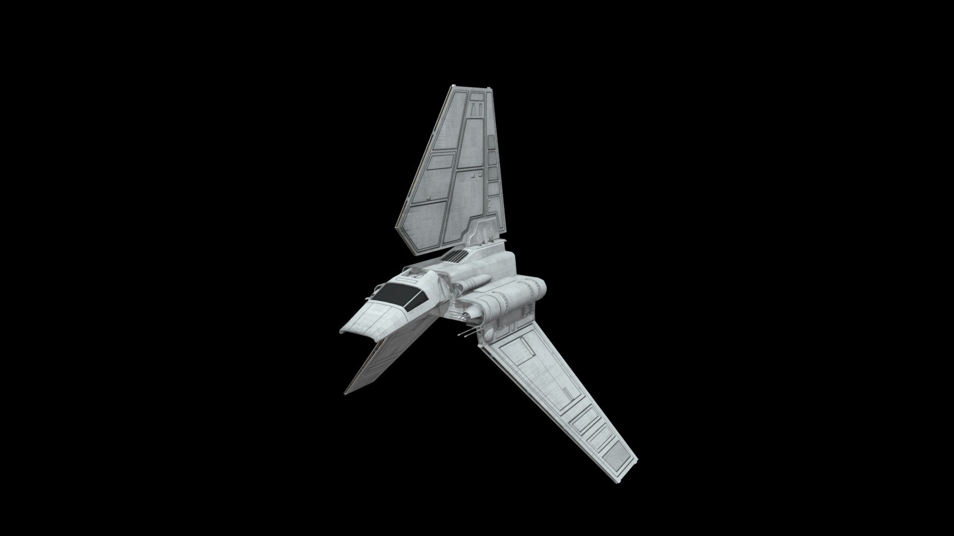 Low-poly lambda class shuttle. 6766 tri's watertight. 1 set of 2k textures with only base color, normal and emissive maps.