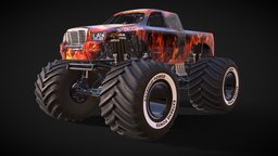 STEELCLAW DRIVABLE MONSTER TRUCK wheel, truck, cars, fire, realistic, engine, game-ready, monstertruck, unrealengine, assetstore, steeringwheel, extreme-sport, unity, 3d, vehicle, gameasset, car, monster, gameready, unrealengine5