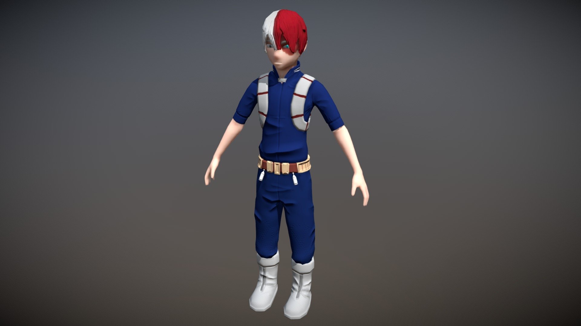 The character from My Hero Academia. Shoto Todoroki. Made in Maya, Zbrush.

Please support me by buying the model, so I can improve and make more!
You can find other models of the anime down below.

Izuku Midoriya : https://sketchfab.com/models/78eeebaf1e1d448a980ab0af65bc599e

Bakugo Katsuki :
https://sketchfab.com/models/e976bae6e7534f7ca74f3fb4f4700bc5?ref=related

It’s easy to use! Do download the FREE AccuRIG auto-rigging tool: https://actorcore.reallusion.com/auto-rig


AccuRIG