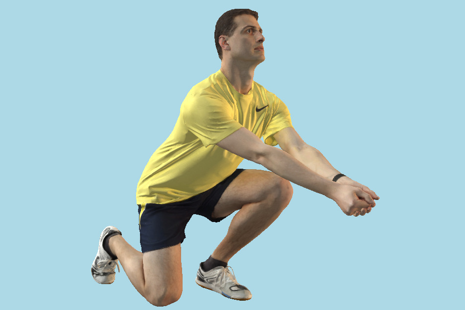Sports Volleyball Man Playing Radim Digging Low 3d model